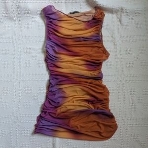 zara sheer tulle multicolour mini dress